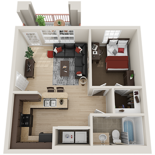 1x1 Standard Private floor plan